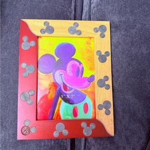 Vintage Disney Red and Yellow Mickey Mouse Picture Frame